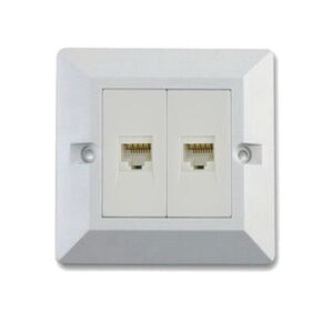 OMEGA RJ45 CAT6 2 PORT WALLPLATE WITH SHUTTER, KEYSTONE JACKS AND WALL BOX